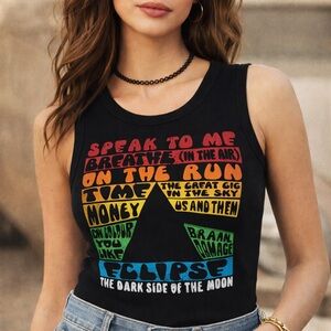 Chaser Pink Floyd Dark Side of the Moon Ribbed Graphic Tank Top S NWOT